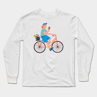 Cyclist with icecream Long Sleeve T-Shirt